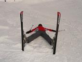 Answer tired, skiing, ski poles