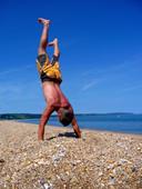 Answer pebble beach, handstand, trunks