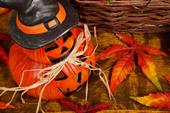 Answer pumpkin, Halloween, witch hat