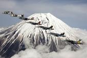 Answer formation flight, mountain peak, jets